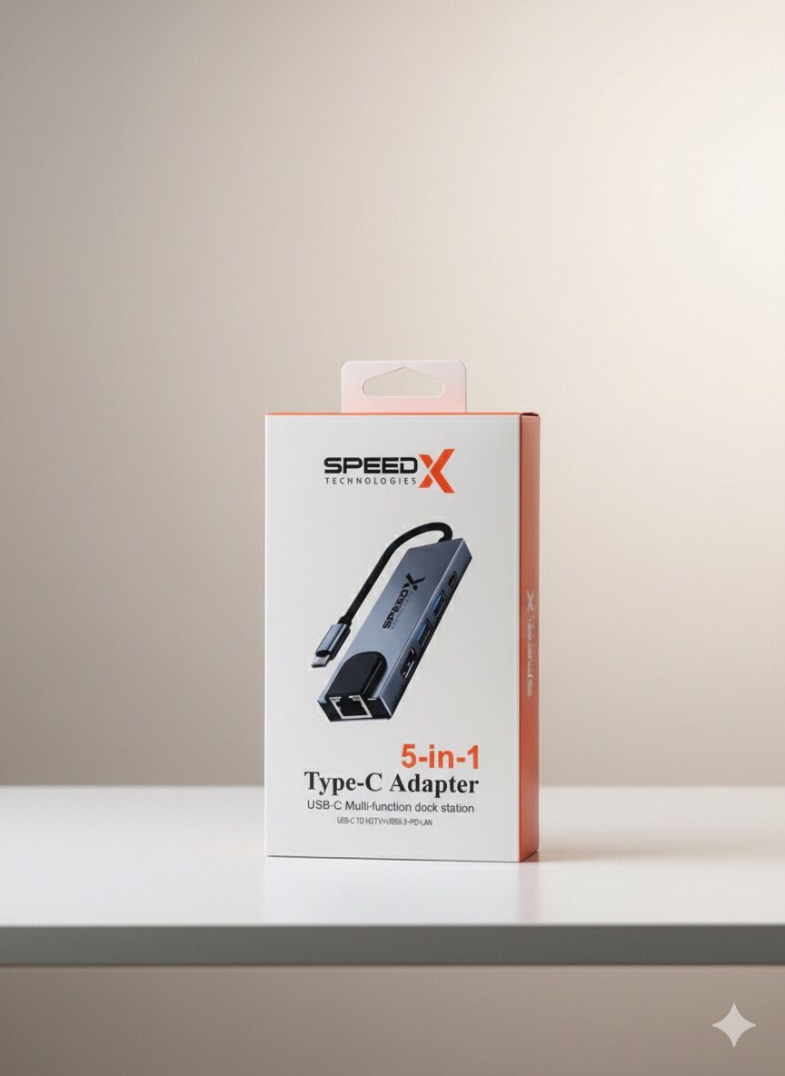 5-in-1 Type-C Adapter – HDMI + USB 3.0 + SD/TF + PD Fast Charging Hub - Image 3